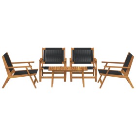 Sillas de jardín con mesa 5 pcs Negra de Madera Maciza de Acacia de , Sillas de jardín - Ref: Foro24-3214469, Precio: 428,04 ...