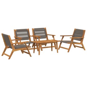 Set de jardín de 5 piezas Gris con mesa y sillas de Madera de Acacia maciza de , Sillas de jardín - Ref: Foro24-3214470, Prec...