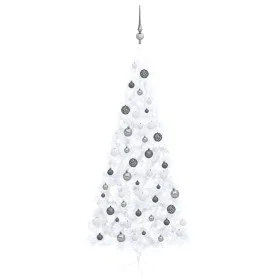 Medio árbol de Navidad con luces y bolas blanco 240 cm de vidaXL, Arboles de navidad - Ref: Foro24-3077658, Precio: 76,50 €, ...