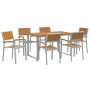 Conjunto de Comedor de Jardín de 7 Piezas Gris de Acero y Madera Sólida de Acacia de , Mesas de jardín - Ref: Foro24-3284352,...