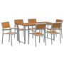Juego de Comedor de Jardín de 7 Piezas Gris Acero y Madera Maciza de Acacia de , Mesas de jardín - Ref: Foro24-3284354, Preci...