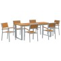 Juego de Comedor de Jardín de 7 Piezas Gris Acero y Madera Sólida de Acacia de , Mesas de jardín - Ref: Foro24-3284357, Preci...