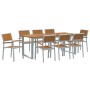 Conjunto de Comedor de Jardín de 9 Piezas Gris de Acero y Madera Sólida de Acacia de , Mesas de jardín - Ref: Foro24-3284358,...