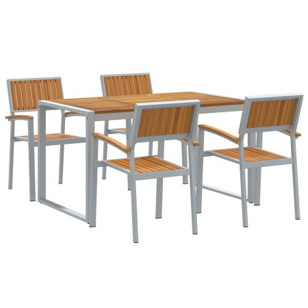 Juego de Comedor de Jardín de 5 Piezas Madera Sólida Acacia y Metal de , Mesas de jardín - Ref: Foro24-3284367, Precio: 499,4...