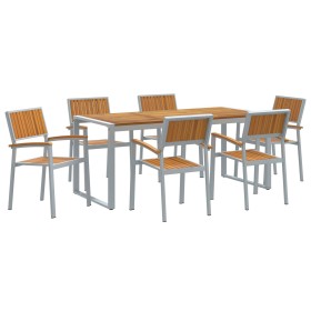 Conjunto de Comedor de Jardín de 7 Piezas de madera sólida de Acacia y Metal de , Mesas de jardín - Ref: Foro24-3284372, Prec...