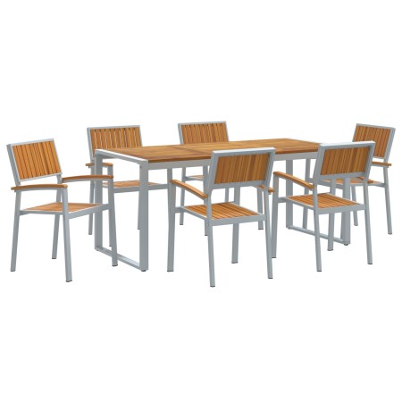 Conjunto de Comedor de Jardín de 7 Piezas de madera sólida de Acacia y Metal de , Mesas de jardín - Ref: Foro24-3284372, Prec...