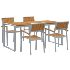 Set de Comedor de Jardín de 5 Piezas de Madera Sólida de Acacia y Metal de , Mesas de jardín - Ref: Foro24-3284371, Precio: 5...