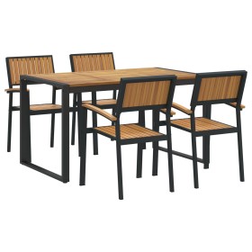 Conjunto de Comedor de Jardín de 5 Piezas de Madera Sólida de Acacia y Metal de , Mesas de jardín - Ref: Foro24-3284383, Prec...