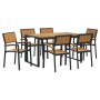 Juego de Comedor de Jardín de 7 Piezas Madera Sólida de Acacia y Metal de , Mesas de jardín - Ref: Foro24-3284384, Precio: 68...