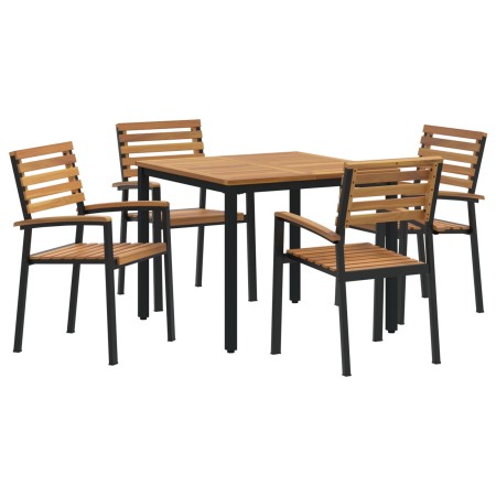 Conjunto de Comedor de Jardín de 5 Piezas de Madera Sólida de Acacia y Metal de , Mesas de jardín - Ref: Foro24-3284398, Prec...