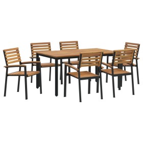 Conjunto de Comedor de Jardín de 7 Piezas de Madera Maciza de Acacia y Metal de , Mesas de jardín - Ref: Foro24-3284400, Prec...