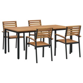 Set de Comedor de 5 Piezas de Madera Sólida de Acacia y Metal de , Mesas de jardín - Ref: Foro24-3284401, Precio: 572,80 €, D...