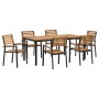 Conjunto de Comedor de Jardín de 7 Piezas de Madera Maciza de Acacia y Metal de , Mesas de jardín - Ref: Foro24-3284402, Prec...