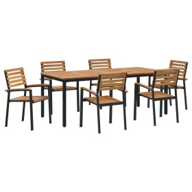 Juego de Comedor de Jardín de 7 Piezas de Madera Sólida de Acacia y Metal de , Mesas de jardín - Ref: Foro24-3284403, Precio:...