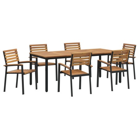 Juego de Comedor de Jardín de 7 Piezas de Madera Sólida de Acacia y Metal de , Mesas de jardín - Ref: Foro24-3284403, Precio:...