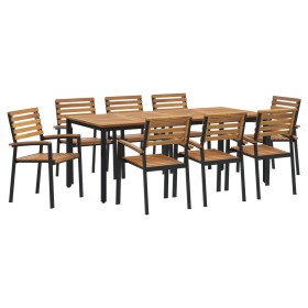 Juego de Comedor de Jardín de 9 Piezas de Madera Maciza de Acacia y Metal de , Mesas de jardín - Ref: Foro24-3284404, Precio:...