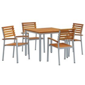 Set de Comedor de Jardín de 5 Piezas de madera maciza de acacia y metal de , Mesas de jardín - Ref: Foro24-3284406, Precio: 4...
