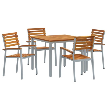 Set de Comedor de Jardín de 5 Piezas de madera maciza de acacia y metal de , Mesas de jardín - Ref: Foro24-3284406, Precio: 4...