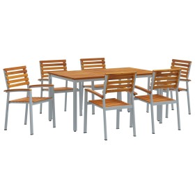 Conjunto de Comedor Jardín de 7 Piezas de Madera Sólida de Acacia y Metal de , Mesas de jardín - Ref: Foro24-3284408, Precio:...
