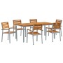 Juego de Comedor de Jardín de 7 Piezas de Madera Sólida de Acacia y Metal de , Mesas de jardín - Ref: Foro24-3284410, Precio:...