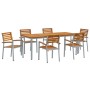 Conjunto de Comedor de Jardín de 7 Piezas de Madera Maciza de Acacia y Metal de , Mesas de jardín - Ref: Foro24-3284411, Prec...