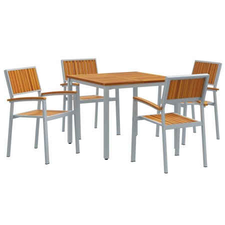 Juego de Comedor de Jardín de 5 Piezas de Madera Sólida de Acacia y Metal de , Mesas de jardín - Ref: Foro24-3284422, Precio:...
