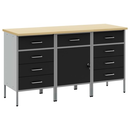 Conjunto de gabinete de trabajo de 3 piezas Negro y Gris, hecho de madera y acero de , Mesas de trabajo - Ref: Foro24-3321372...