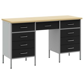 Juego de gabinete y mesa de trabajo de 3 piezas Negro de madera ingenierizada y acero de , Mesas de trabajo - Ref: Foro24-332...