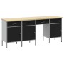 Conjunto de gabinete y mesa de trabajo de 4 piezas Negro Madera Ingenierizada y Acero de , Mesas de trabajo - Ref: Foro24-332...