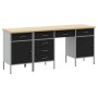 Set de gabinete de trabajo y mesa de 4 piezas en negro, madera de engineered y acero de , Mesas de trabajo - Ref: Foro24-3321...