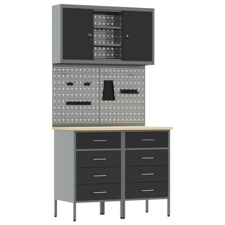 Conjunto de Banco de Trabajo de 5 Piezas de Acero Negro de , Mesas de trabajo - Ref: Foro24-3321422, Precio: 430,84 €, Descue...
