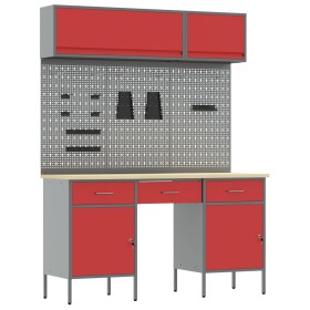 Conjunto de banco de trabajo de 8 piezas acero rojo de , Mesas de trabajo - Ref: Foro24-3321457, Precio: 501,19 €, Descuento: %