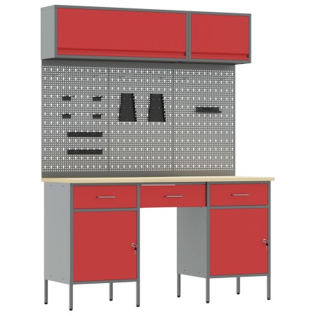 Conjunto de banco de trabajo de 8 piezas acero rojo de , Mesas de trabajo - Ref: Foro24-3321457, Precio: 501,19 €, Descuento: %