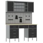 Set de gabinete de trabajo y panel de clavijas de 7 piezas en negro, de MDF y metal de , Mesas de trabajo - Ref: Foro24-33214...