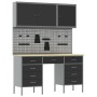 Conjunto de gabinete de trabajo y panel de clavijas de 8 piezas , Negro, MDF y Metal de , Mesas de trabajo - Ref: Foro24-3321...