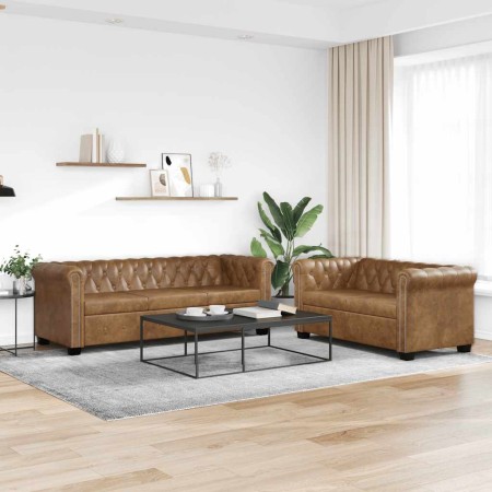 Sofás Chesterfield de 2 y 3 plazas marrón en Sofás | Comprar online en Foru.es
