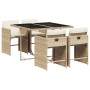 Set comedor de jardín 5 pzas con cojines ratán sintético beige en Conjuntos de jardín | Comprar online en Foru.es
