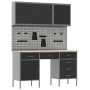 Conjunto de gabinete de trabajo y panel de herramientas de 8 piezas Negro MDF y metal de , Mesas de trabajo - Ref: Foro24-332...