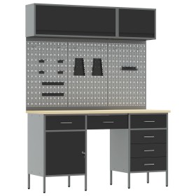Juego de Gabinete de Trabajo y Panel de Clavos de 8 Piezas Negro de MDF y Metal de , Mesas de trabajo - Ref: Foro24-3321468, ...