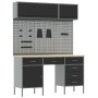 Juego de Gabinete de Trabajo y Panel de Clavos de 8 Piezas Negro de MDF y Metal de , Mesas de trabajo - Ref: Foro24-3321468, ...