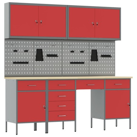 Set de banco de trabajo de 10 piezas Rojo Acero de , Mesas de trabajo - Ref: Foro24-3321477, Precio: 735,90 €, Descuento: %
