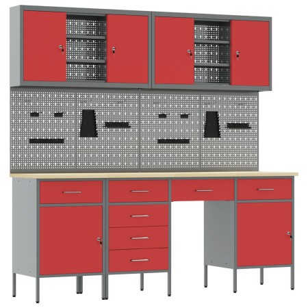 Set de Banco de Trabajo de 10 Piezas en Acero Rojo de , Mesas de trabajo - Ref: Foro24-3321479, Precio: 730,45 €, Descuento: %