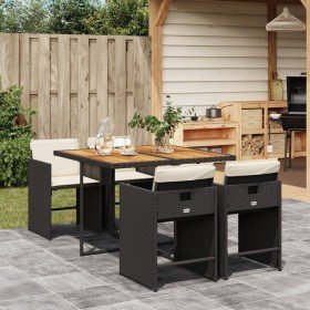 Set de muebles jardín 5 pzas con cojines ratán sintético negro en Conjuntos de jardín | Comprar online en Foru.es
