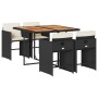 Set de muebles jardín 5 pzas con cojines ratán sintético negro en Conjuntos de jardín | Comprar online en Foru.es
