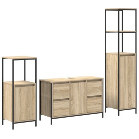 Conjunto de 3 Piezas de Muebles de Baño de Roble Sonoma y Madera Elaborada de , Tocadores de baño - Ref: Foro24-3328380, Prec...