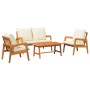 Conjunto de Bistro de 4 Piezas con Cojines de Madera Sólida de Acacia de , Sofás de exterior - Ref: Foro24-3328605, Precio: 3...