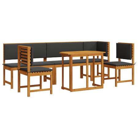 Juego de Comedor de Jardín de 6 Piezas con Cojines de Madera Sólida de Acacia de , Mesas de jardín - Ref: Foro24-3329118, Pre...