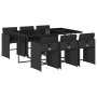 Set de comedor de jardín 7 pzas y cojines ratán sintético negro en Conjuntos de jardín | Comprar online en Foru.es