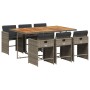 Set comedor jardín 7 pzas y cojines ratán sintético gris en Conjuntos de jardín | Comprar online en Foru.es