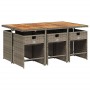 Set comedor jardín 7 pzas y cojines ratán sintético gris en Conjuntos de jardín | Comprar online en Foru.es